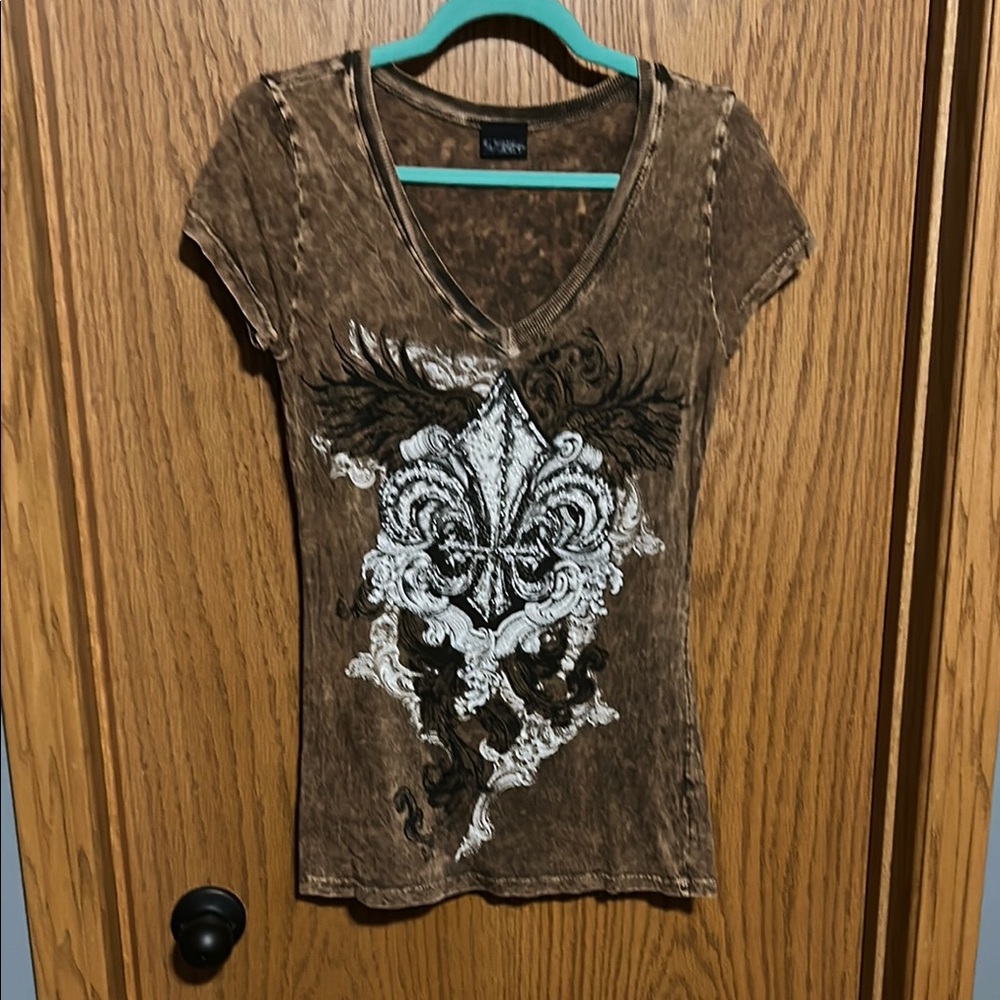 Daytrip Brown Graphic Fitted Short Sleeve T-shirt